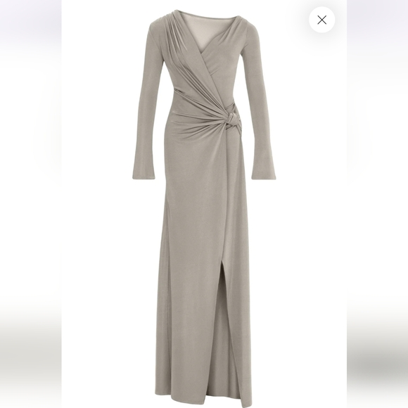 Elegant Long Sleeve Gray Dress - Picture 1 of 11